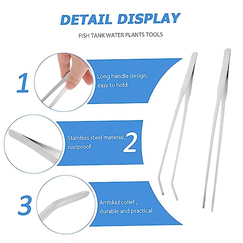 2pcs Long Aquarium Tweezers Professional Aquatic Plant Tongs for Aquascaping