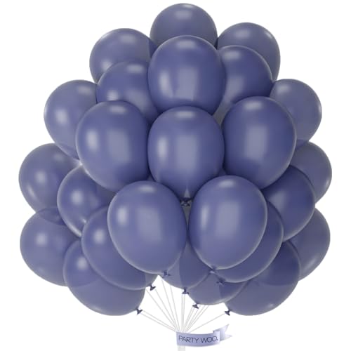 PartyWoo Dusty Blue Balloons 50pcs 12 Inch Navy Slate Blue Boho Neutral Latex Helium Balloons for Graduation Wedding Baby Shower Anniversary Bachelorette Retirement Birthday Party Decorations Blue-F15 - color: Blue-f15