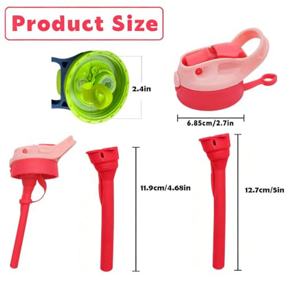 12oz Replacement Lid with 2 Straw for Kid Tumbler,Leak-Proof and Spill-Proof Straw Lids for ZONEGRACE Mocaru,BPA Free,Inner Diameter2.4IN (Pink, 1 Pack) - color: Pink