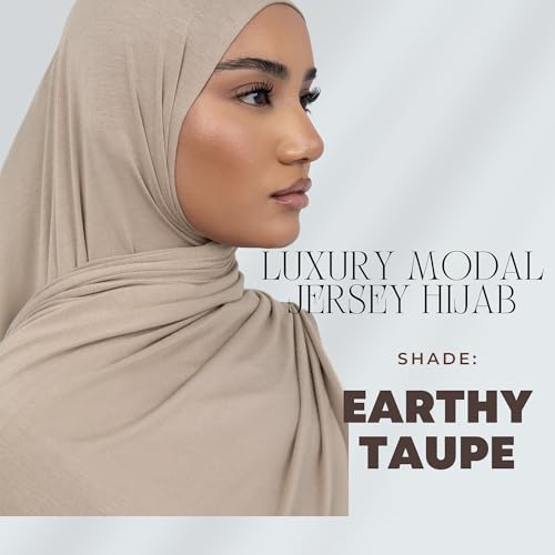 KHELANI Premium Modal Jersey Hijab, Luxury Lightweight Non Slip Stretchy Jersey Head Scarf for Muslim Women, Soft Shawls Wrap - color: Earthy Taupe