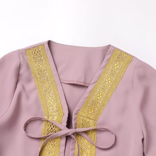 Muslim Clothes for Baby Boy Arabian Robe Plaid Turban Scarf Eid Ramadan Dubai Attire Infant Abaya Saudi Kaftan Kurta - color: Purple (4pcs), size: 6-12 Months