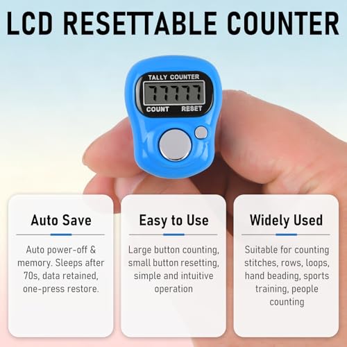 2 Pcs Tally Counters with 50 Pcs Stitch Markers, Resettable LCD Digital Finger Counter,Durable Smooth & Burr-Free Stitch Markers,for Crochet, Knitting, Weaving, Counting Tasks, Score, Coaching