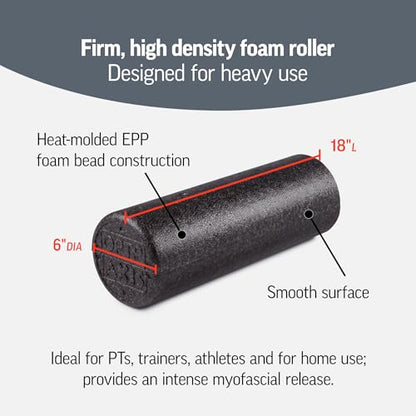 OPTP AXIS Firm Foam Roller, High Density Foam Roller for Sports Training, Pilates, Fitness Exercise and Physical Therapy (Black, 18" X 6" Round) - color: Black - 18" X 6" Round