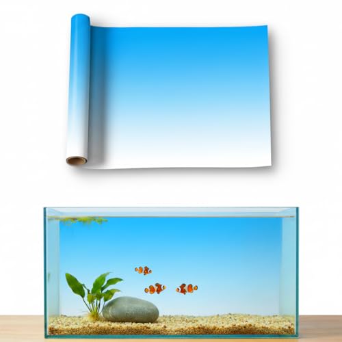 Aquarium Background - Static Cling Fish Tank Sticker - White Blue Gradient | Easy Install for Glass Tanks, No Residue, Reusable 40 x 30 cm / (16 x 12 inches) - color: White Blue, size: 16 x 12 inches