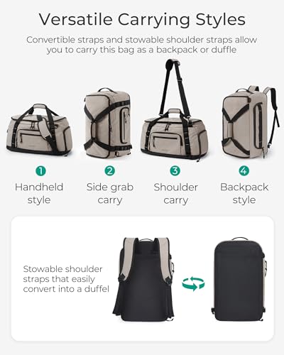 BAGSMART 4-IN-1 Gym Bag for Women Men, TSA Duffle Bag for Travel | With Shoe Compartment & Wet Pocket, 22L/30L/38L Tactical Backpack with 40oz Water Bottle Holder, Lightweight, Water-resistant - color: Jet Black