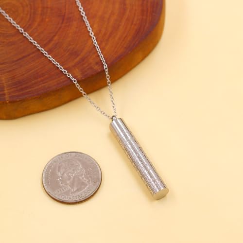 Spiritual Muslim Cylinder Necklaces - Stainless Steel Arabic Quran engraved Pendant Necklace for Men Women YA5082 - color: White