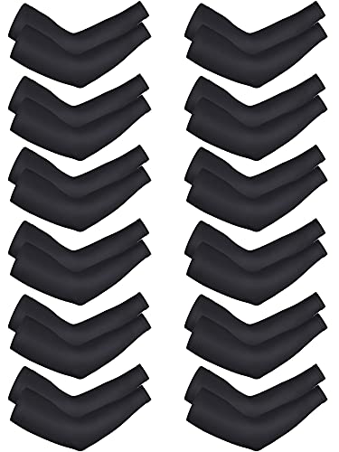 Bememo Unisex UV Protection Sleeves Long Arm Sleeves for Women Cooling Arm Cover for Outdoor(Black,12 Pairs) - color: Black