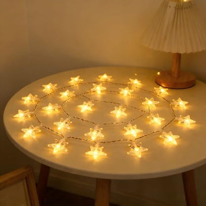 Star String Lights, 30 LED Crystal Stars, 10ft Battery Operated, Indoor Bedroom Decor - style: White Crystal Star