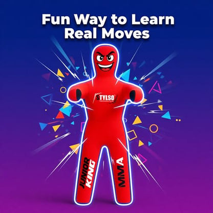 Unfilled Wrestling Dummy for Kids – Youth Grappling Dummy BJJ, MMA, Jiu Jitsu & Judo Training Partner – Durable Martial Arts Practice Buddy - color: Red, size: 3ft / 36"