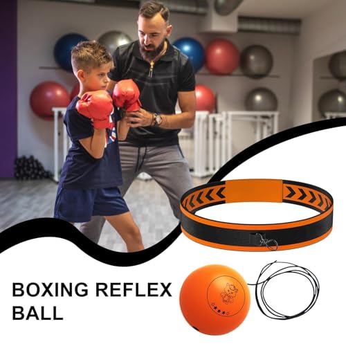 Boxing Reflex Ball Headband Multifunctional Fun Effective Hand Eye | Kids Beginners Punching Headband for Professionals Enthusiasts Beginners Amateurs Lovers Families Friends - color: Orange ball