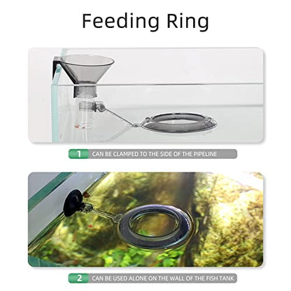 Shrimp Feeding Dish Set, Shrimp Feeder Tube Kit for Fish Tank(15" | Clear Durable, Simple Installation, Keep Water Clean, Shrimp Feeding Tube with Feeding Ring & Cleaning Brush