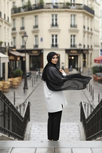 Instant Chiffon Hijab, Ready to wear hijab, modal wrap, Abaya, modern Instant Scarf, Soft breathable scarf - color: Black S1