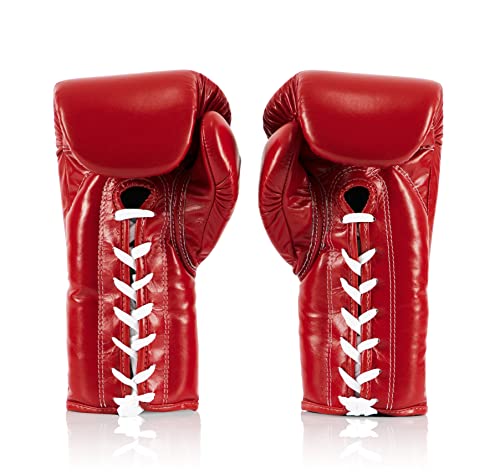 Fairtex BGL6 Handmade Leather Gloves| Optimal fist Closure with a Locked-Thumb Design| Premium Leather |Triple-Layered Foam |Lace-up Closure. Ideal for Boxing, MMA, and Kickboxing. - color: Red, size: 10 oz
