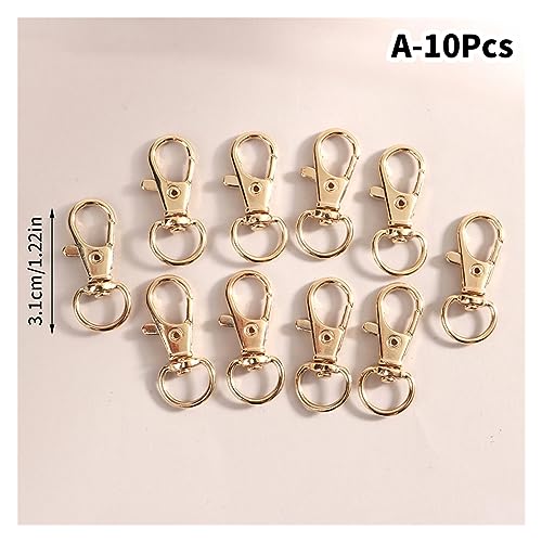 BREAKA 10Pcs/Set Metal Swivel Lobster Hook Clasp Keyring Snap Clasp Bag Jewelry Lanyard Trigger Buckle DIY Bag Accessories (Color : D) - color: D