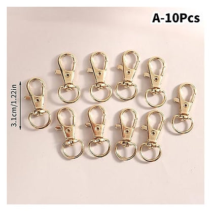 BREAKA 10Pcs/Set Metal Swivel Lobster Hook Clasp Keyring Snap Clasp Bag Jewelry Lanyard Trigger Buckle DIY Bag Accessories (Color : E) - color: E