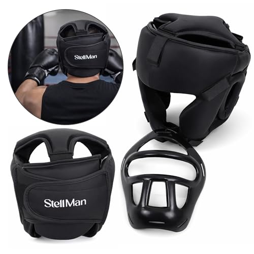 Boxing Headgear for MMA Training, Adjustable Padded Protective Helmet – Muay Thai, Kickboxing, Karate, Taekwondo & Martial Arts Sparring - size: L/XL With Grill