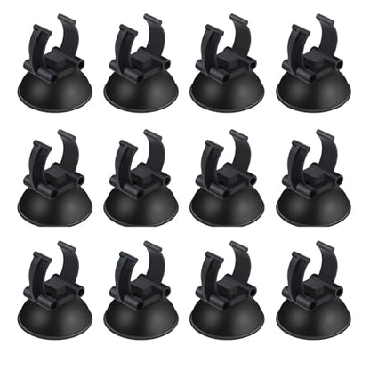 AQUANEAT 12 Pack Aquarium Suction Cups with Clip Black,for 1" Standard Aquarium Heater, Tubing Hose, Plant Fish Tank - size: 0.9inch