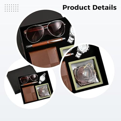 6-Piece Brown Prayer Gift Set: Includes Wallet, Watch, Sunglasses, Pen, Beads, And Finger Counter For Ramadan And Eid