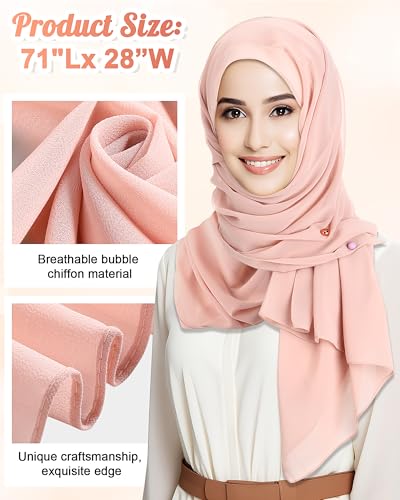 Janinka 12 Pairs Muslim Hijab Magnets Pins with 2 Scarf Set Instant Hijabs for Women Strong Magnetic Pins Lightweight Wrap Chiffon Head Scarves Shawl No-snag Multi-use for Ramadan Clothes Outfit