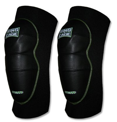 Ring to Cage Deluxe MiM-Foam Knee Pads - Leather for MMA Grappling Jiu Jitsu-Regular - size: Regular