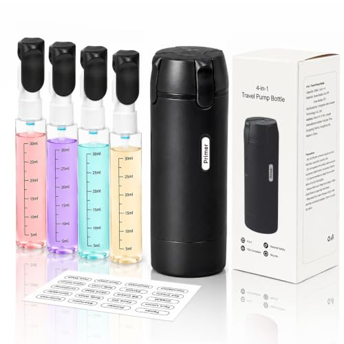 4-in-1 Travel Dispenser Bottle,4 Pack 30ML Travel Bottles for Toiletries, Leak Proof Travel Size Containers (Black) - color: Black