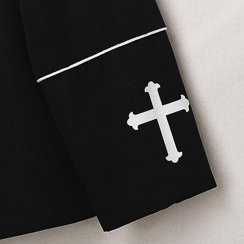 FAD-4U Women Long Sleeves Clergy Coat with Stand Up Collar Button Down Pastor Clergy Dresses - color: Black, size: XX-Large