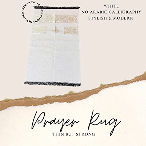 Muslim Prayer Rug, Prayer Mat, Special Turkish Prayer Mats, Prayer Rug for Muslim Man, Women, Kaaba Themed Janamaz for Salat, Namaz, 5 Time Prayers (White) - color: White