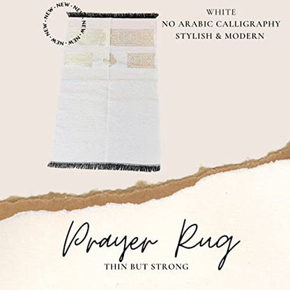 Muslim Prayer Rug, Prayer Mat, Special Turkish Prayer Mats, Prayer Rug for Muslim Man, Women, Kaaba Themed Janamaz for Salat, Namaz, 5 Time Prayers (White) - color: White