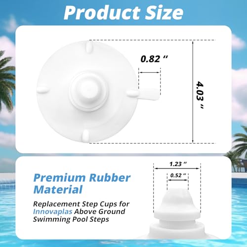 4 Pack Pool Step Suction Cups Fit for Innovaplas Above Ground Pool Steps | 4" Heavy-Duty Water Resistant Rubber Suction Cups - size: 4 Packs