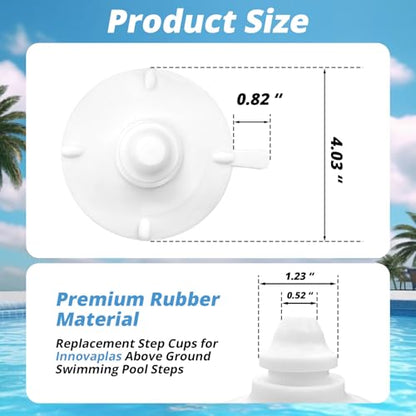 4 Pack Pool Step Suction Cups Fit for Innovaplas Above Ground Pool Steps | 4" Heavy-Duty Water Resistant Rubber Suction Cups - size: 4 Packs