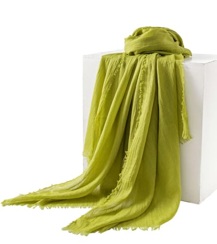 Women Summer Scarfs Large Long Lightweight Linen Beach Gauze Shawl Wrap 75”×40” - color: Wasabi Green