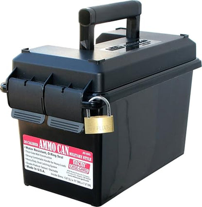 MTM AC50C-40 Ammo Can, 50-Caliber, Heavy-Duty Dual Latching System, Rugged Polypropylene Plastic, O-Ring Seal System, Water Resistant, Bulk Ammo Storage, USA Made, Black - color: Black