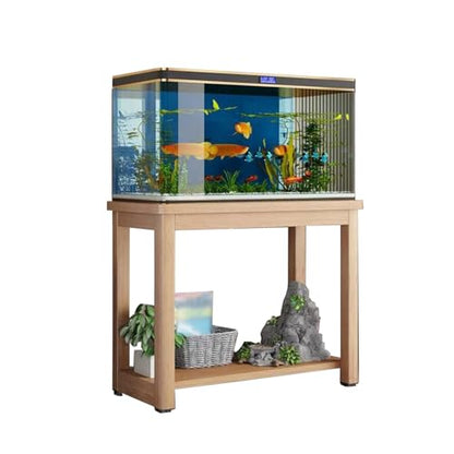 Oak Wood Aquarium Stand 2 Tier, Fish Tank Stand Cabinet for Living Room, Heavy Turtle Tank Stand/Reptile Holder, Fish Tank Display Table,Ligjt Grey,80x50cm(31 1/2 - color: Ligjt Grey, size: 80x50cm(31 1/2
