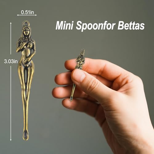 Betta Food Spoon Mini - Tiny Feeding Tool Holds 6-10 Fish Food Pellets Per Scoop, Prevent Overfeeding & Easy Clean Aquarium Tool, Betta Fish Tank Accessories,6Pcs, Brass - color: Brass