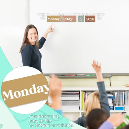 Boho Magnetic Flip Calendar for Classroom Whiteboard Adjustable Rod - color: 13-2