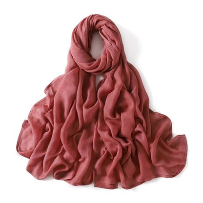 Viscose Hijab Scarf for Women Muslim Cotton Jersey Hijab Fashion Long Scarf Shawls - color: Rosy