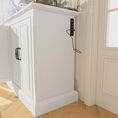 55-75 Gallon Fish Tank Stand with Power Outlet, Aquarium Stand with 4 Cabinets, Heavy Duty Reptile Tank Stand, Turtle Tank, Reptile Terrarium, White - color: White, size: 50x20x36.2 Inch