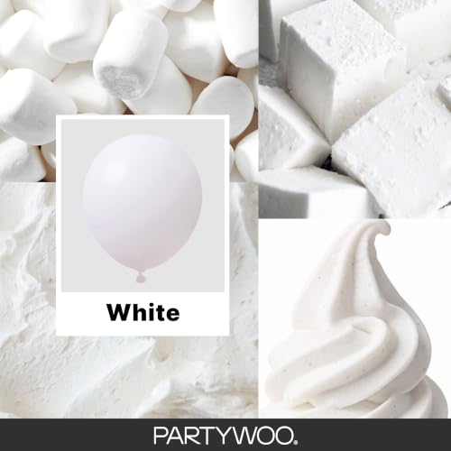 PartyWoo White Balloons 128pcs Matte White Latex Balloons Different Sizes - color: White-y13