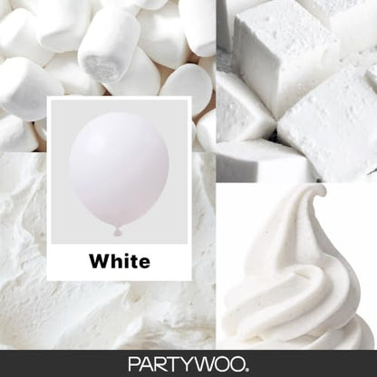 PartyWoo White Balloons 128pcs Matte White Latex Balloons Different Sizes - color: White-y13