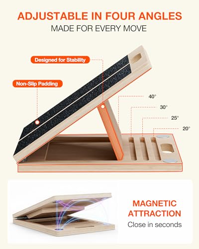 Portable Wooden Slant Board for Calf Stretching and Exercise, Adjustable Incline Wedge for Squats and Balance