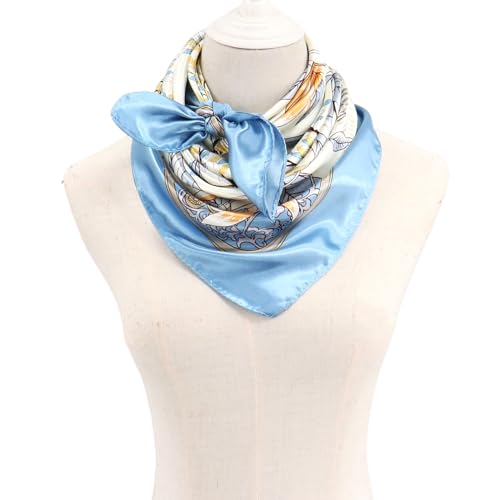 vimate 35" Square Silk Like Head Scarf - Women's Fashion Satin Scarf Bandana for Hair Wrapping at Night. - color: H4#. Style--139-2 Pack
