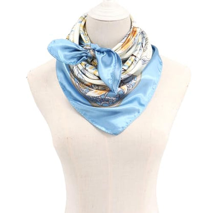 vimate 35" Square Silk Like Head Scarf - Women's Fashion Satin Scarf Bandana for Hair Wrapping at Night. - color: H4#. Style--139-2 Pack