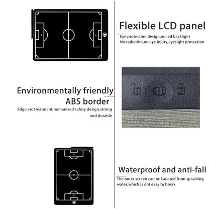 Soccer Coaching Board,16 Inch LCD Soccer clipboard for Coaches, Marking Training Tactical Board with Pen