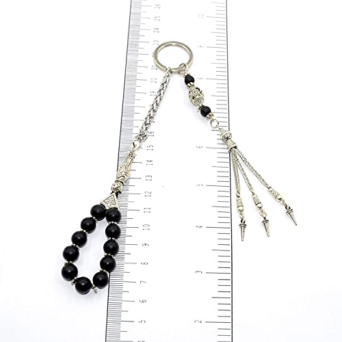 Keychain & Rosary Collection -Car Key Chain-Handbags Holder - color: (8mm - 블랙 오닉스 제이드 스톤)