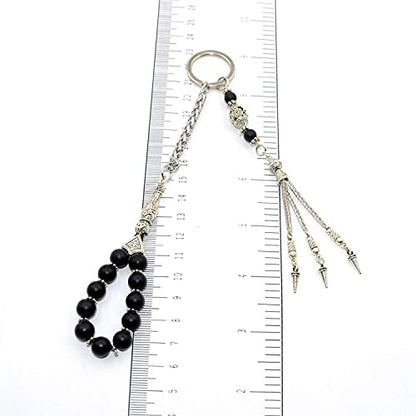 Keychain & Rosary Collection -Car Key Chain-Handbags Holder - color: (8mm - 블랙 오닉스 제이드 스톤)
