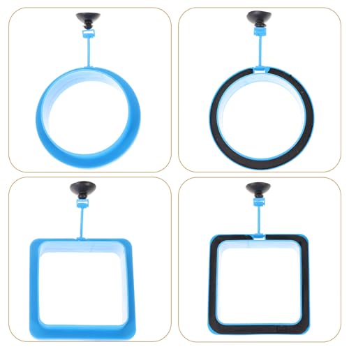 Cabilock 2pcs Blue Thickened Fish Feeding Rings Reusable Aquarium Feeder Circles for Tropical Fish Tank Feeding and Food Control