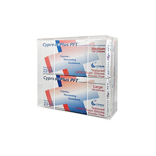 Kantek Wall Mounted Acrylic Glove Box Holder Dispenser, Double (2) Box Capacity, for Use in Food Service, Healthcare, Hospitals, Restaurants, 10.3" x 3.8" x 10.7", Clear - size: Full