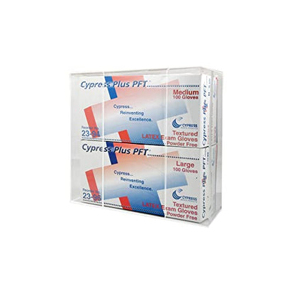 Kantek Wall Mounted Acrylic Glove Box Holder Dispenser, Double (2) Box Capacity, for Use in Food Service, Healthcare, Hospitals, Restaurants, 10.3" x 3.8" x 10.7", Clear - size: Full