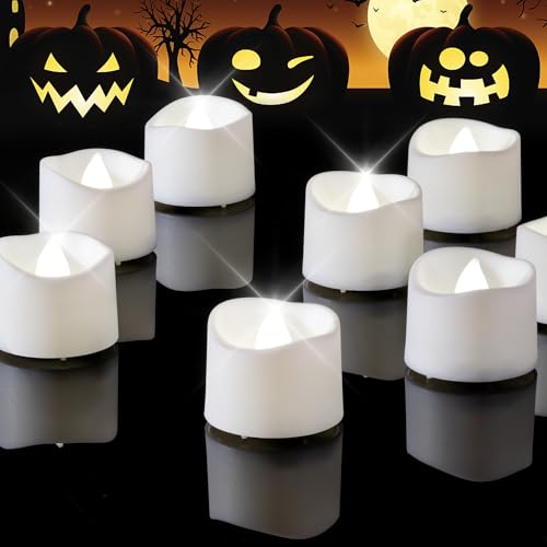 Homemory Cool White Flameless LED Tea Lights Candles, 200+Hour Battery Operated Fake Electric Votive TeaLights for Christmas, DIY Mood Lighting, Party, Holiday, Funeral, Home Decor, 12-Pack - color: Cool White Glow – White Body, size: Pack of 12