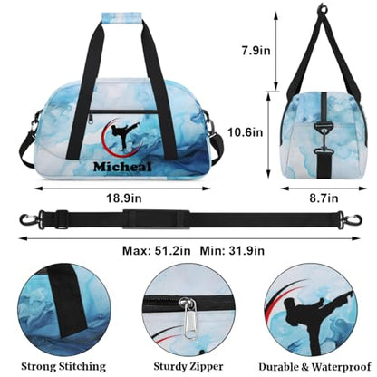 Personalized Martial Art Bag Duffel Bag for Girls, Custom Taekwondo Karate Bag Overnight Bags for Travel Weekender Practice Traning - color: Option 12